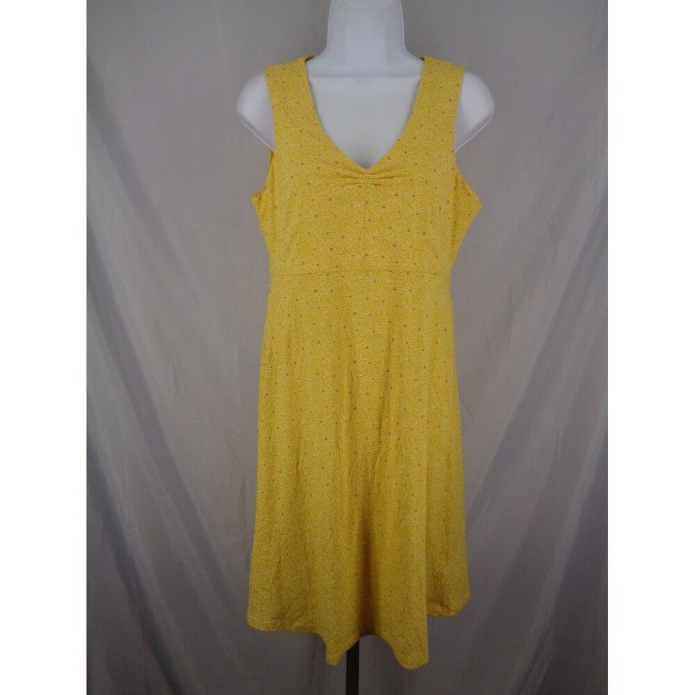 Toad & Co Yellow Floral Rosemarie Dress Size Medium Sleeveless DEFECT
